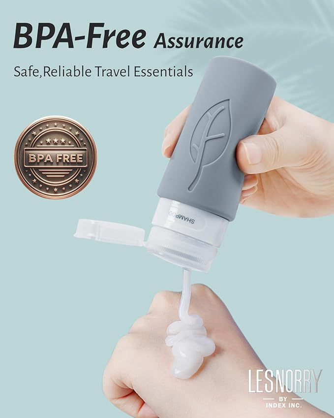 17-Pack Triple-Sealed Unique Leak-Proof Design Premium Silicone Travel Bottles for Toiletries TSA-Approved Transparent Carry Bag Easy-to-Read Labels for Business Trips/Camping/Adventure