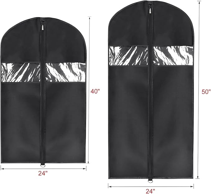 Univivi Hanging Garment Bags Suit Bag for Storage and Travel 40/50 inch,(Set of 6), Washable Suit Cover for T-Shirt, Jacket, Suits, Dresses, Coats, [Upgraded Version]