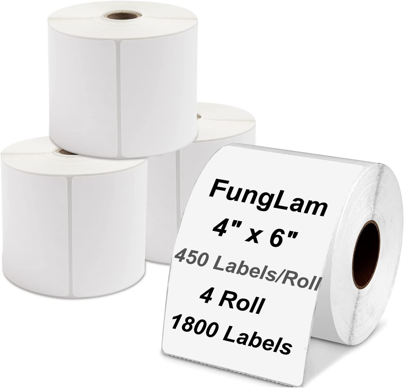 FungLam 4"x6" Thermal Mailing Labels - 450 Labels/Roll (4 Rolls), Compatible with JADENS, Munbyn, Rollo, iDPRT Printers