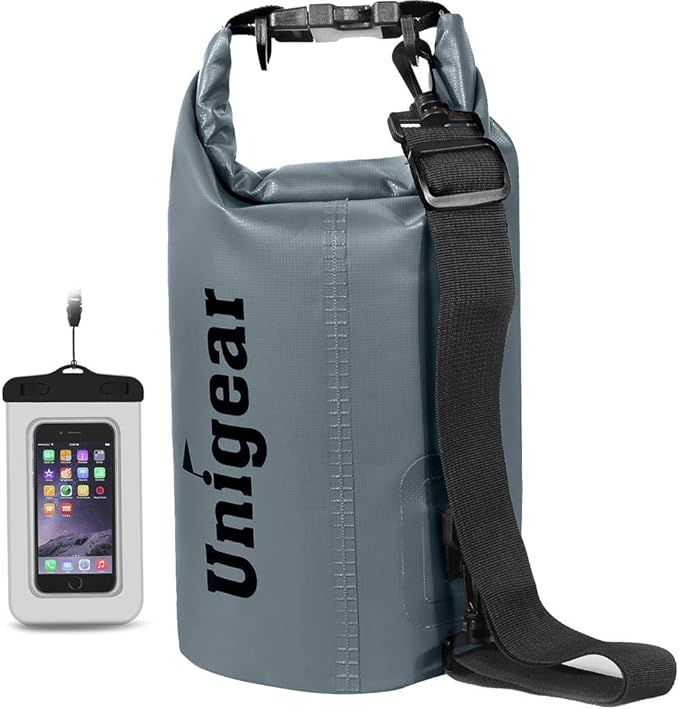 Unigear Dry Bag Waterproof, 2L/5L/10L/20L/30L/40L Floating and Lightweight Bags for Kayaking, Boating, Fishing, Swimming and Camping with Waterproof Phone Case