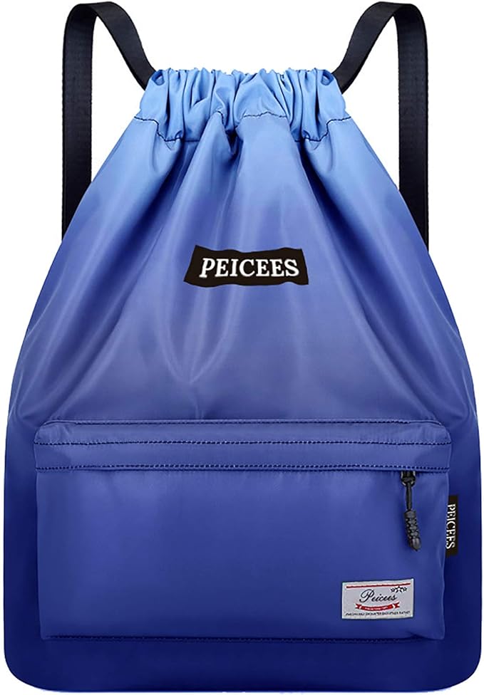 Peicees Waterproof Drawstring Sport Bag Lightweight Sackpack Backpack for Men and Women