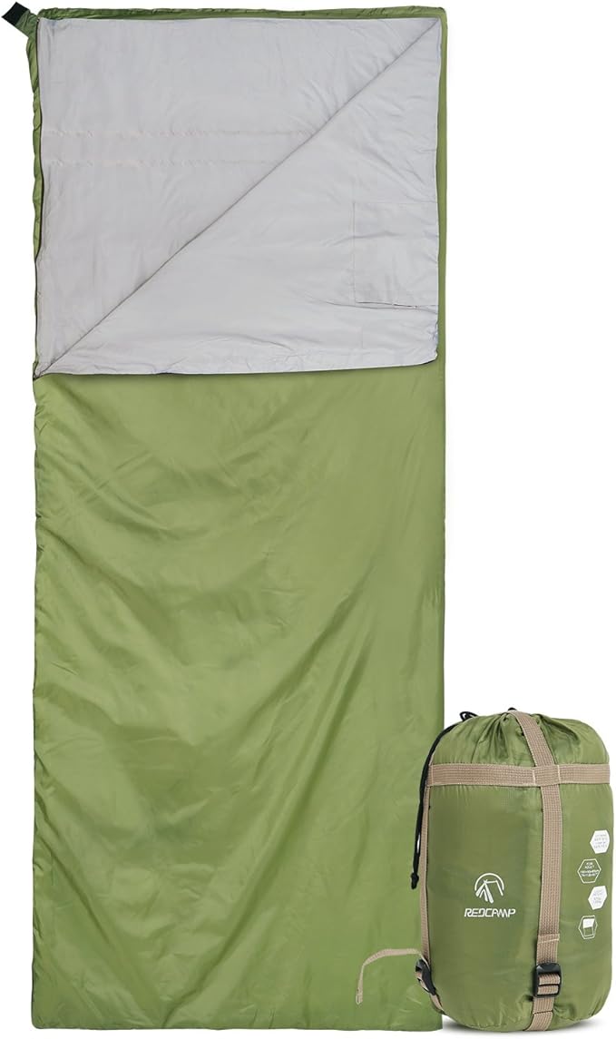 REDCAMP Ultra Lightweight Sleeping Bag for Backpacking, Comfort for Adults Warm Weather, with Compression Sack