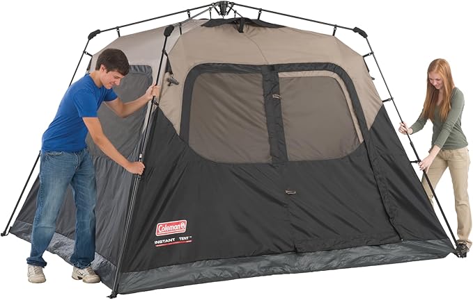 Coleman Instant Tent with 1-Minute Setup, 4/6/8/10 Person Tent with Pre-Attached Poles, Air Vent, & Carry Bag