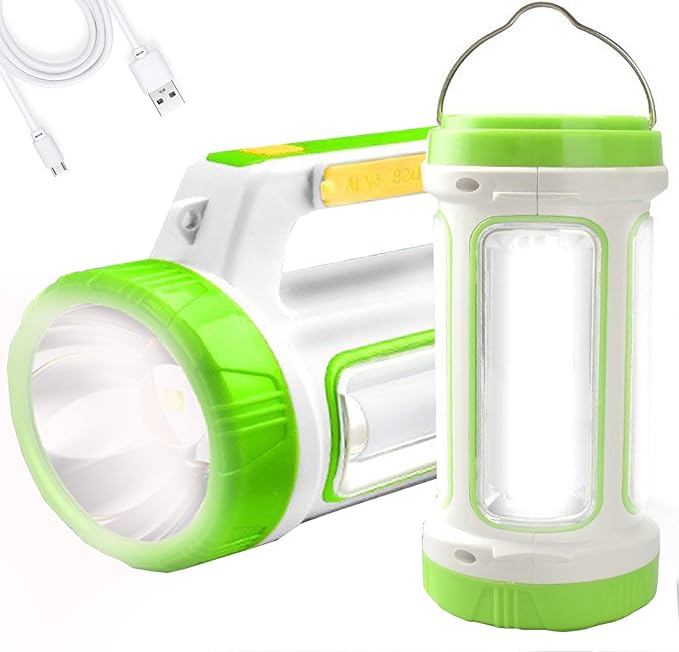 LED Searchlight, Solar Rechargeable Super Bright 10000LM Handheld Spotlight Lantern, Multifunctional LED Lamp Camping Flashlight, 5 Light Modes, Power Bank, IPX4 Waterproof, for Emergency