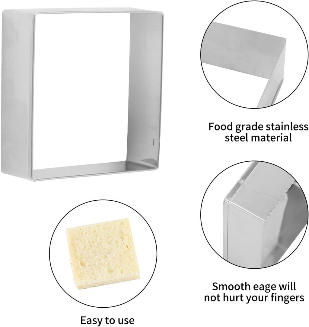 Square cookie cutters ANCKNE Stainless Steel Rectangle Biscuit Molds Square Pastry Molds Fondant Cake Cookie Cutter Set (2 "and 3" and 4 "and 5") 4pcs