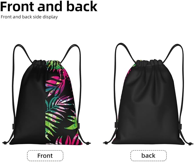 Palm Leaves Drawstring Bags Colorful Hawaiian Beach Backpack Personalized Rainbow Floral Sport Gym Sack Summer Theme String Bag Yoga Bag for Men Women