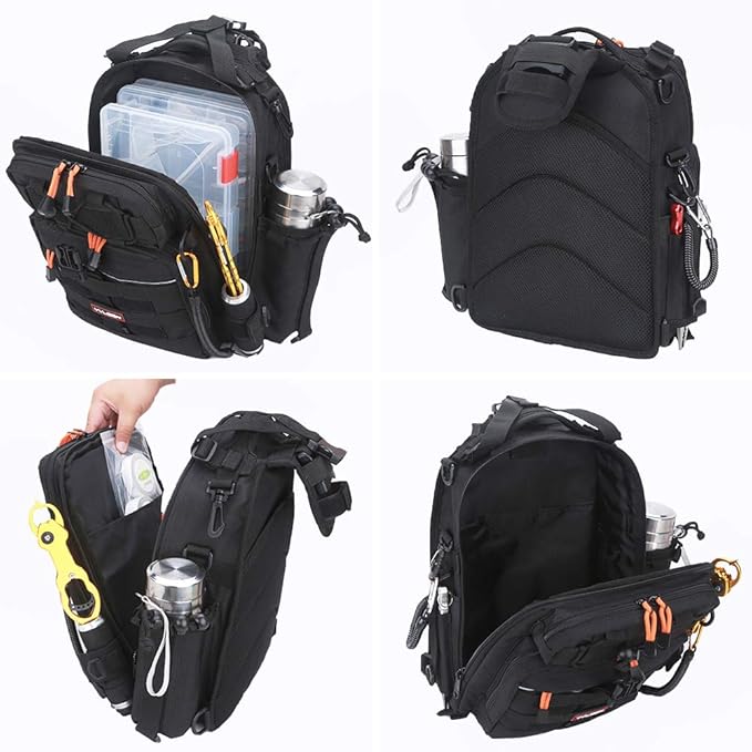 YVLEEN Fishing Tackle Backpack Storage Bag，Water-Resistant Fishing Backpack with Rod Holder，Fishing Gear Bag Gift for Men