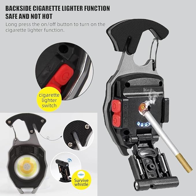 COB Keychain Work Light Keychain Flashlights 7 Light Modes 1600Lumen,Portable USB Rechargeable cob Work Light Emergency Light with Folding Bracket Bottle Opener and Magnet Base,Camping (Orange)