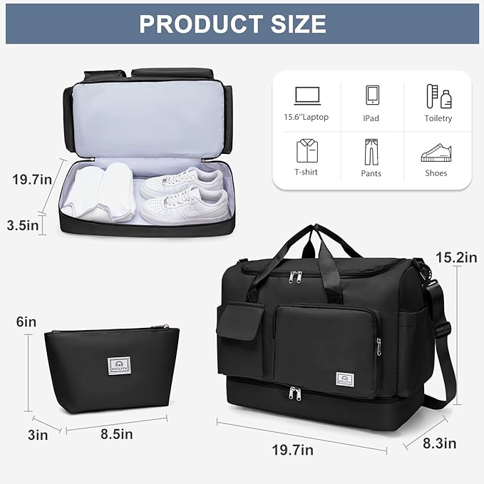 Small Gym Bag for Women, Travel Duffle Bag Carry On Weekender Bag with Shoe Compartment