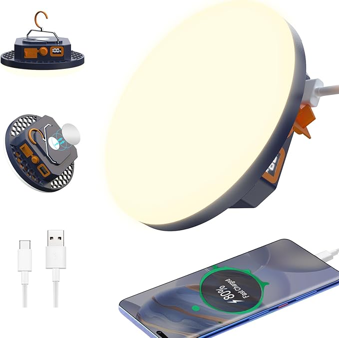 10000mAh 4000LM Flashlight Portable LED Camping Lantern Rechargeable Light 30W with Magnet , IPX4 Waterproof Tent Light Power Failure Emergency Survival Kits Snowstorm Christmas Day Gift (Warm)