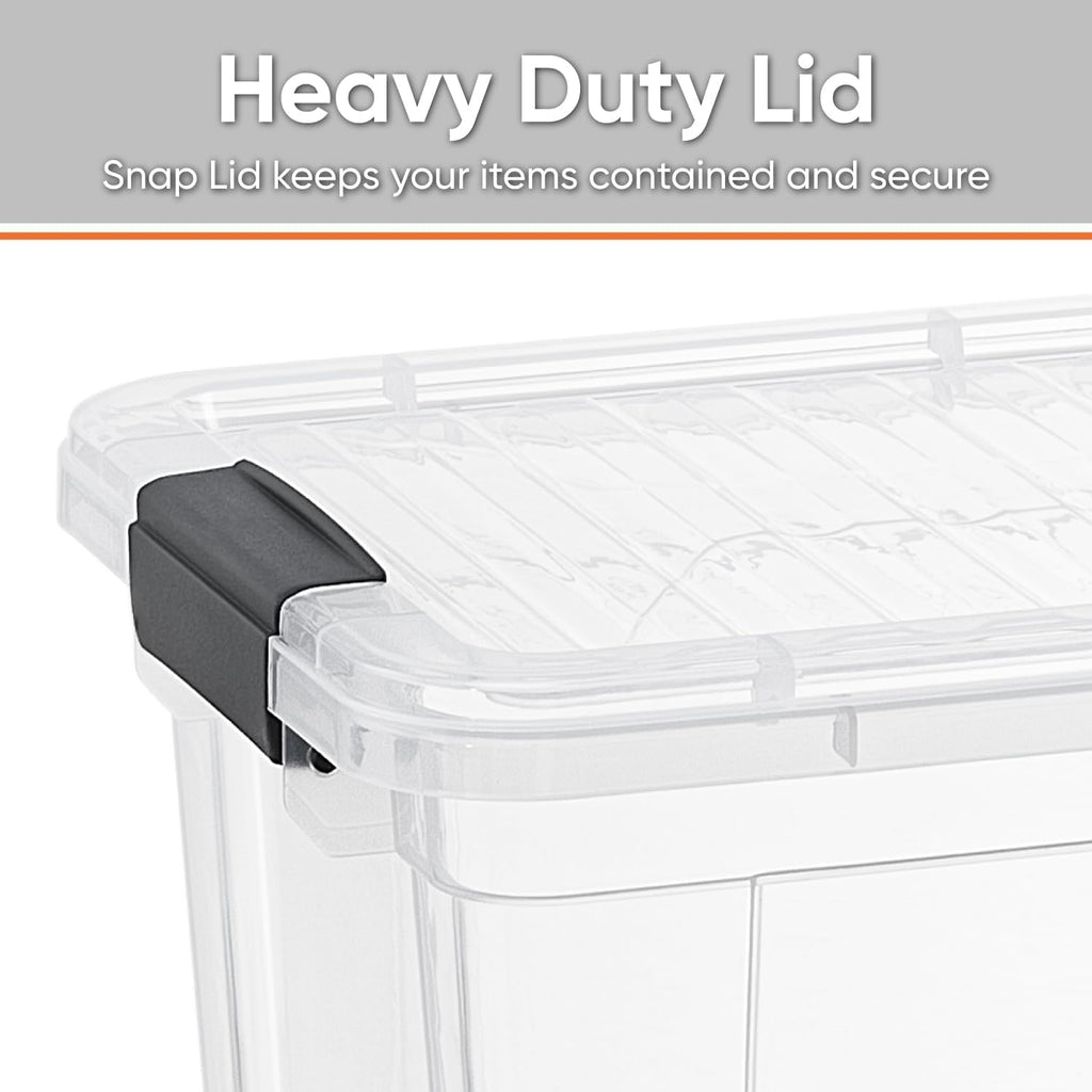 Superio Clear Storage Boxes with Lids, 4.75 Quart Plastic Container Bins for Organizing, Stackable Crates, BPA Free, Non Toxic, Odor Free, Organizers for Home, Office, School, and Dorm