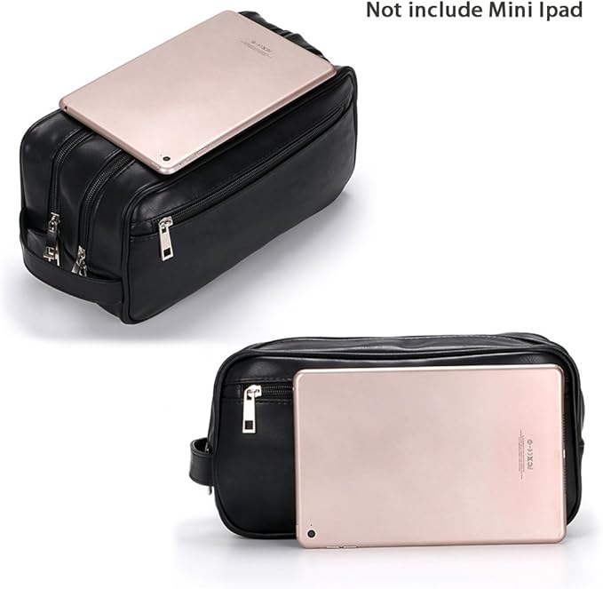 Sumnacon Toiletry Bags, Unisex PU Leather Waterproof Travel Toiletry Bag Organizer Perfect for Shaving Grooming Dopp Kit & Household Business Vacation, Cosmetic Bag with Portable Handle