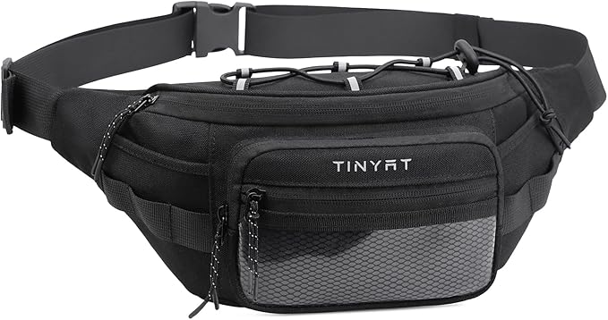 TINYAT Fanny Pack for Men Women Multifunction Waist Packs Large Crossbody Bum Bag with Zipper Waterproof Chest Bag for Hiking