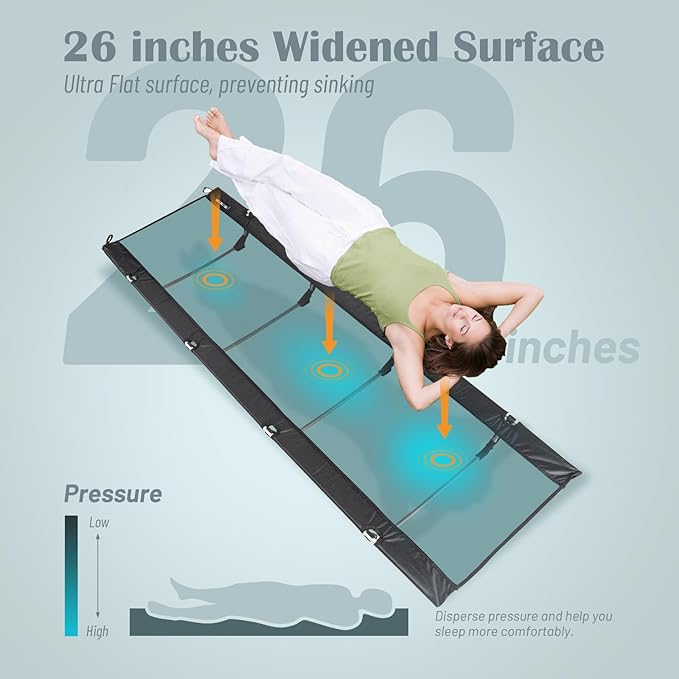 G2 Foldable Camping Cot, Durable Travel Tent Cot, Ultralight for Backpacking, Summer Hiking, Mountaineering, Max Loading Capacity 264lb, Easy to use for Woman & Man, Comes with Storage Bag