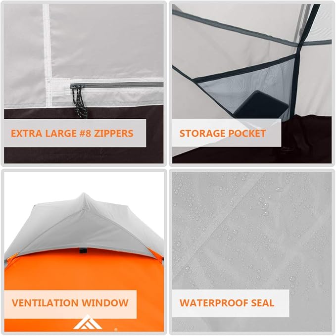 Forceatt Tent for 2 and 3 Person is Waterproof and Windproof, Camping Tent for 3 to 4 Seasons,Lightweight Aluminum Pole Backpacking Tent Can be Set Up Quickly,Great for Hiking