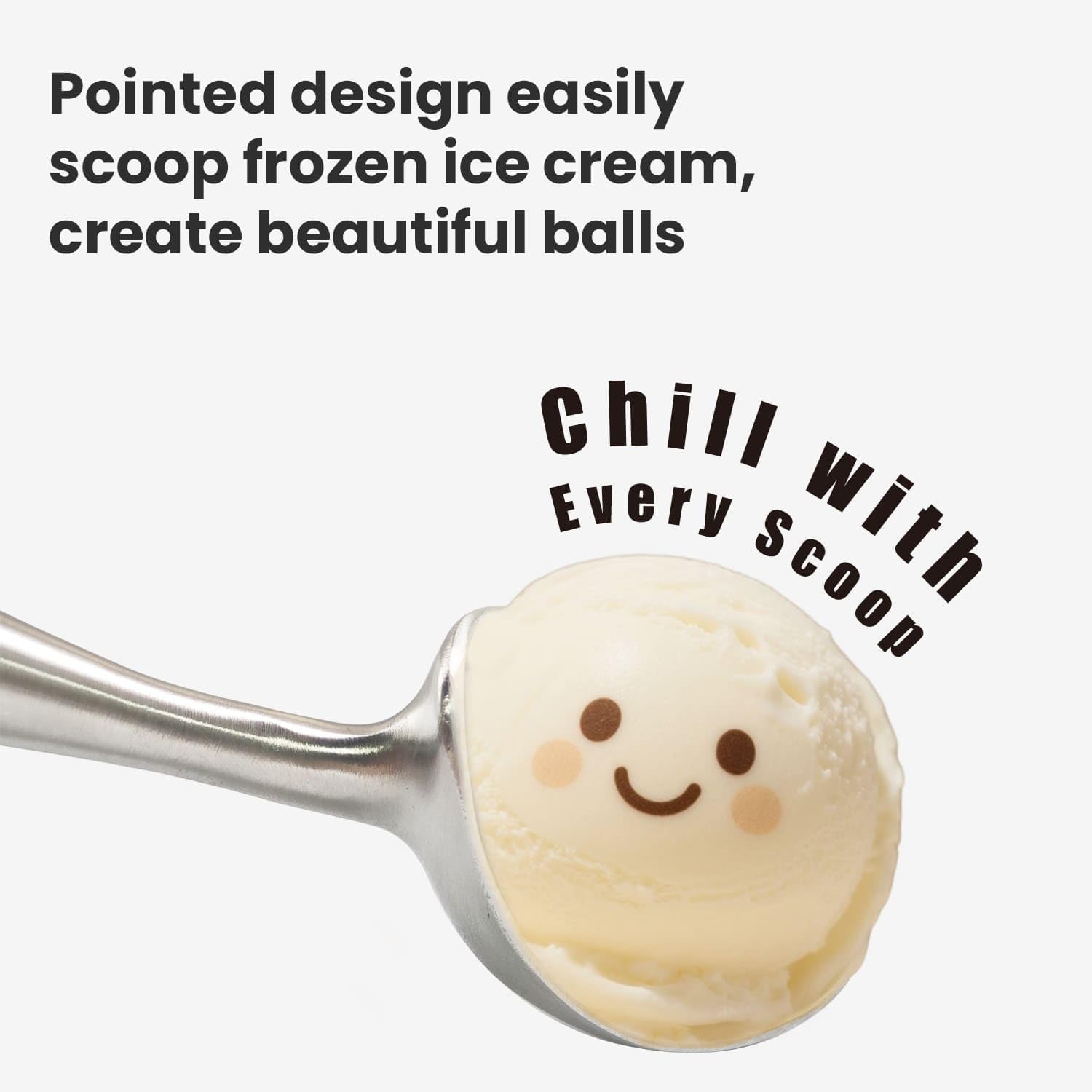 304 Stainless Steel Ice Cream Scoop, All Metal Ice Cream Scooper One-Piece Design, Heavy Duty Scoops with Comfortable Non-Slip Handle, Dishwasher Safe, Summer Gift