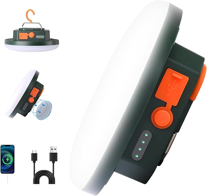 10000mAh Rechargeable Tent Light 3 Lighting Modes, 4000LM LED Portable Camping Lantern, IPX5 Waterproof, 30W Hanging Tent Light with Magnet, for Emergency & Gift