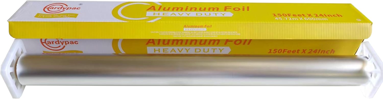 24 inch extra wide Heavy Duty Aluminum Foil Roll, 300 Square Feet, 24 Inch x 150 Feet, kitchen wide tin foil grill foil paper for cooking, baking, wrapping, BBQ aluminum paper heavy duty.