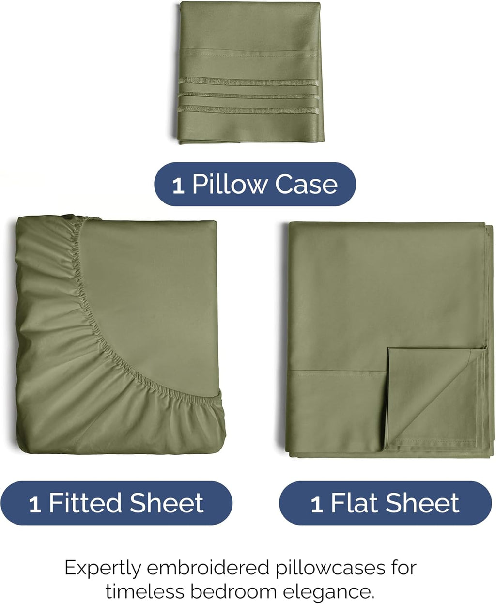 Twin Size 3 Piece Sheet Set - Comfy Breathable & Cooling Bed Sheets Set - Hotel Luxury Bedding for Women, Men, Kids, Teens, Boys & Girls - Deep Pockets, Soft and Wrinkle Free - Oeko-Tex - Sage Green