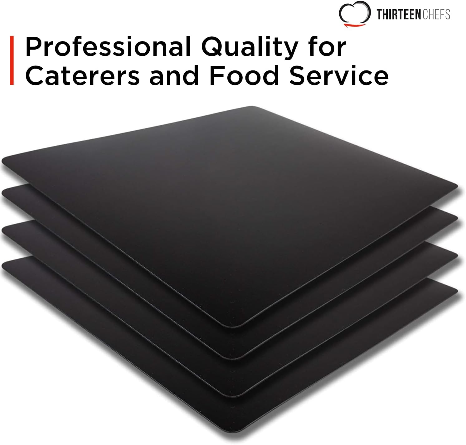 Commercial Grade Cutting Board Mats 15 x 12 Inch - 4 Pack Set, Flexible 1/16" Inch Thick Black Plastic, Made from HDPE and NSF Approved for Food Service