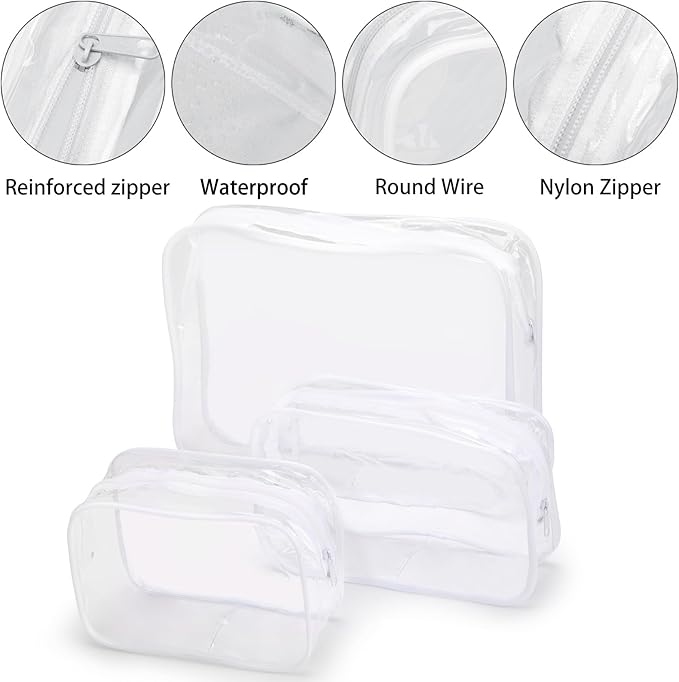 Tbestmax 10 Pack Clear Cosmetic Bags Makeup Bags Portable Waterproof TSA Approved Travel Toiletry Bags Organizer
