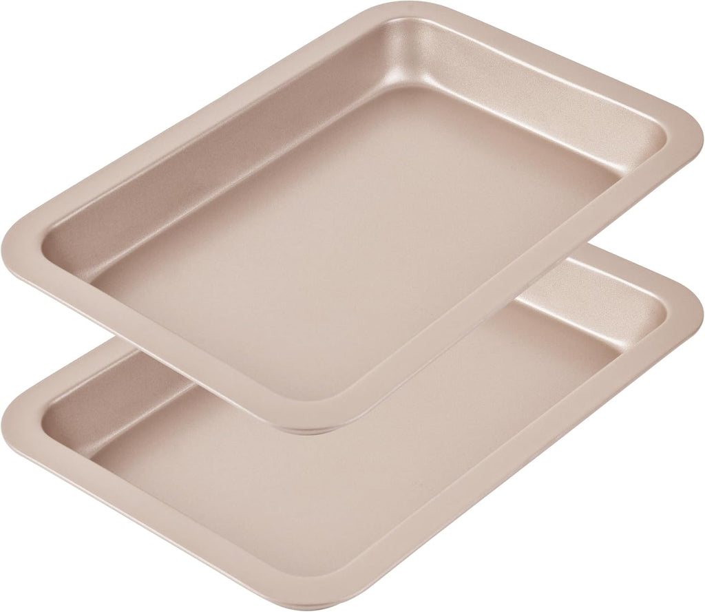10-Inch Nonstick Shallow Cake Pan, Rectangle Bread Loaf Pan, Baking Sheet Set of 2