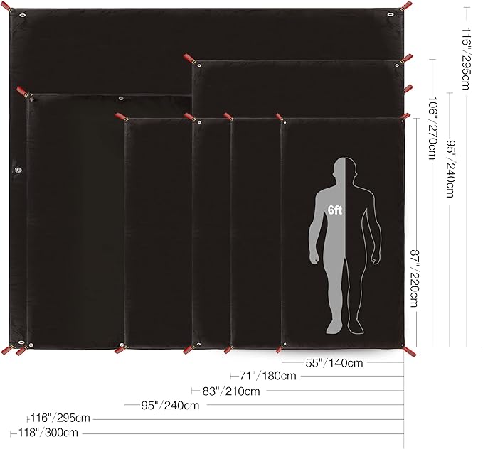 REDCAMP Ultralight Tent Footprint, PU 2000 Waterproof Camping Tent Tarp with Drawstring Carrying Bag for Ground Camping Hiking (55"x87" UL Black)