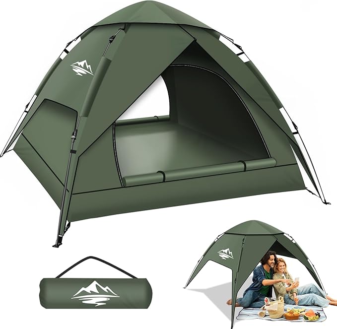 Pop Up Tents for Camping,2-3 Person Tent Easy Setup,Waterproof & Windproof Camping Tents, 60S Instant Double Layer Tent for Trekking, Family, Backpacking