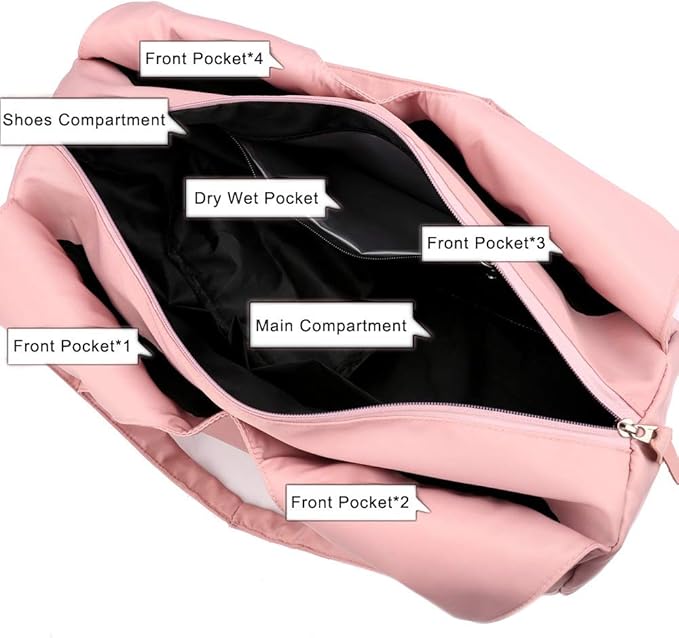 Sports Gym Bag with Wet Pocket and Shoes Compartment Travel Duffel Bag for Women and Men