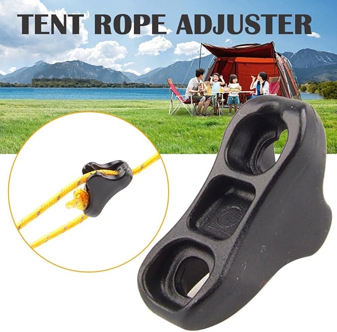 12Pack Ultralight Guyline Tensioners Tent Guyline Cord Rope Adjuster for Outdoor Camping Hiking Tent Tarp Canopy Shelter (Black,fit 1-2.5mm Paracord)