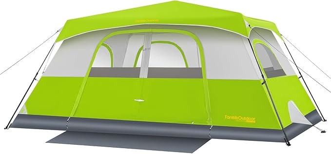 FanttikOutdoor Camping Tent 4/6/8/10 Person Instant Cabin Tent Setup in 60 Seconds with Rainfly & Windproof Portable with Carry Bag for Family Camping & Hiking