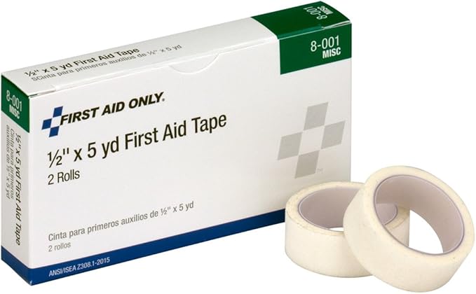 First Aid Only 8-001 Medical Adhesive Tape Roll, 2-1/2 yds Length x 1/2 Width (Box of 2)