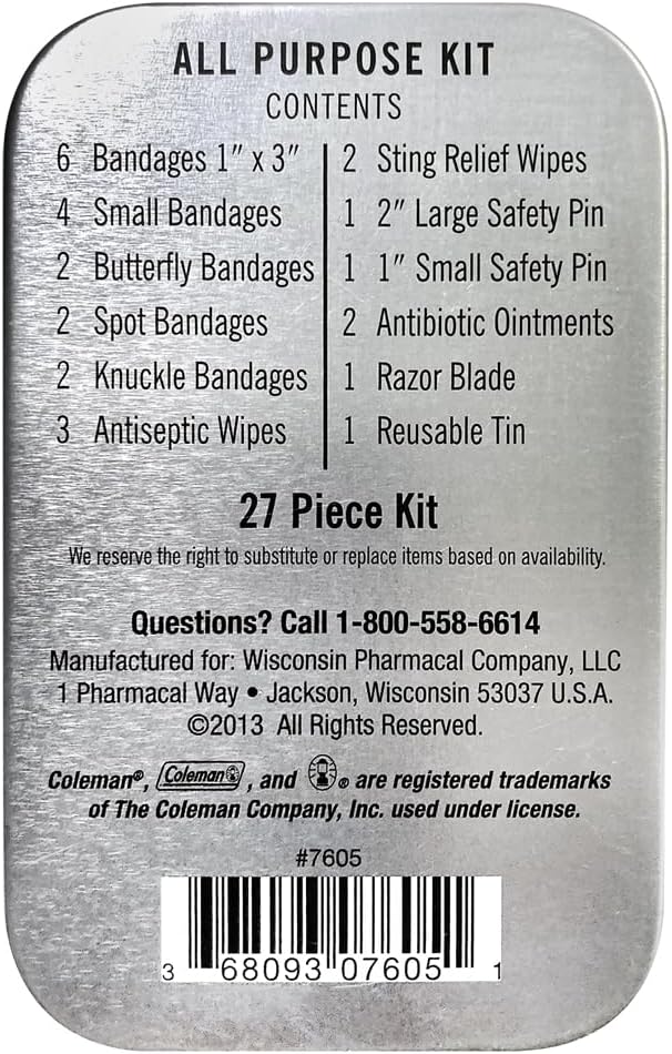 Coleman All Purpose Mini First Aid Kit - Compact & Affordable Emergency Preparedness with First Aid Assortment - 27 Pieces – Travel Friendly