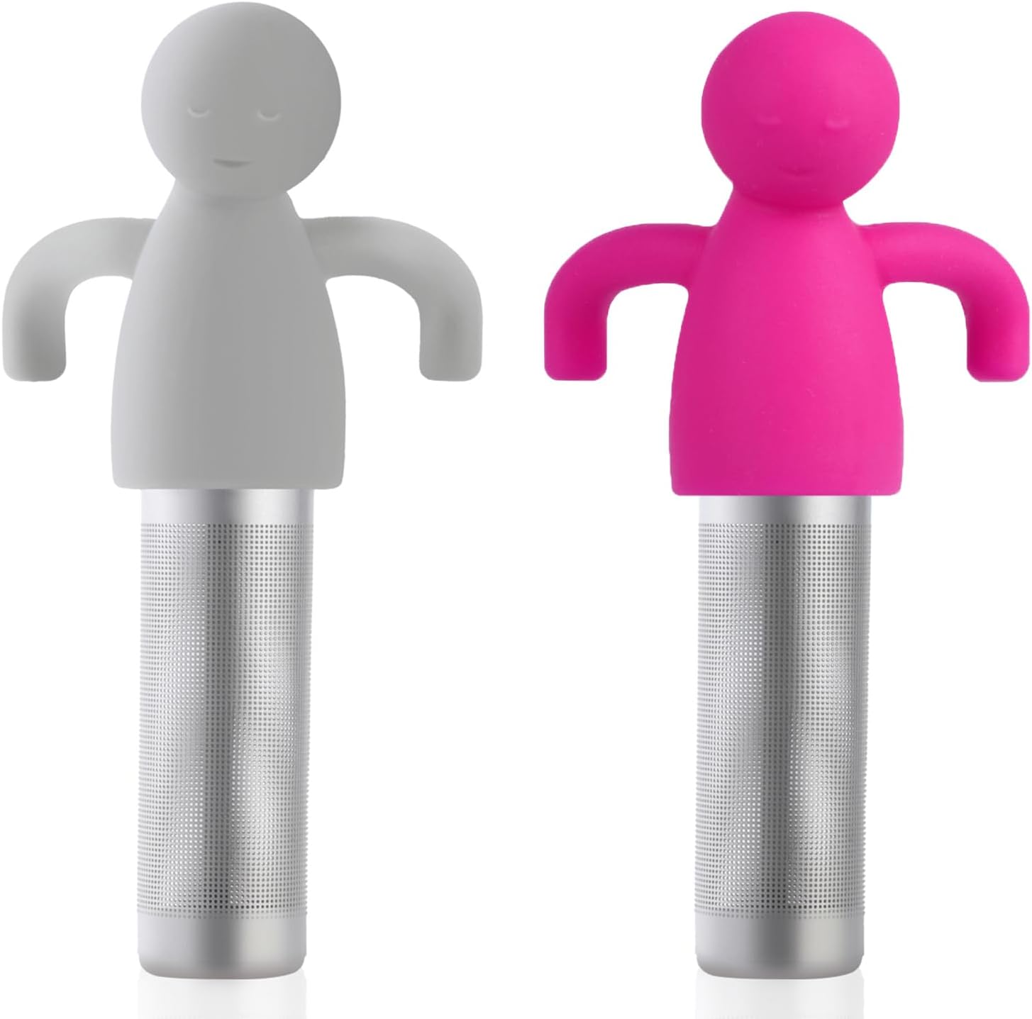 Leden Tea Infuser for Loose Tea 2 Pack Tea Steeper with Fine Mesh Stainless Steel Tea Strainer for Cup Mug, Nice Gift for Couples, Gray and Rose Red