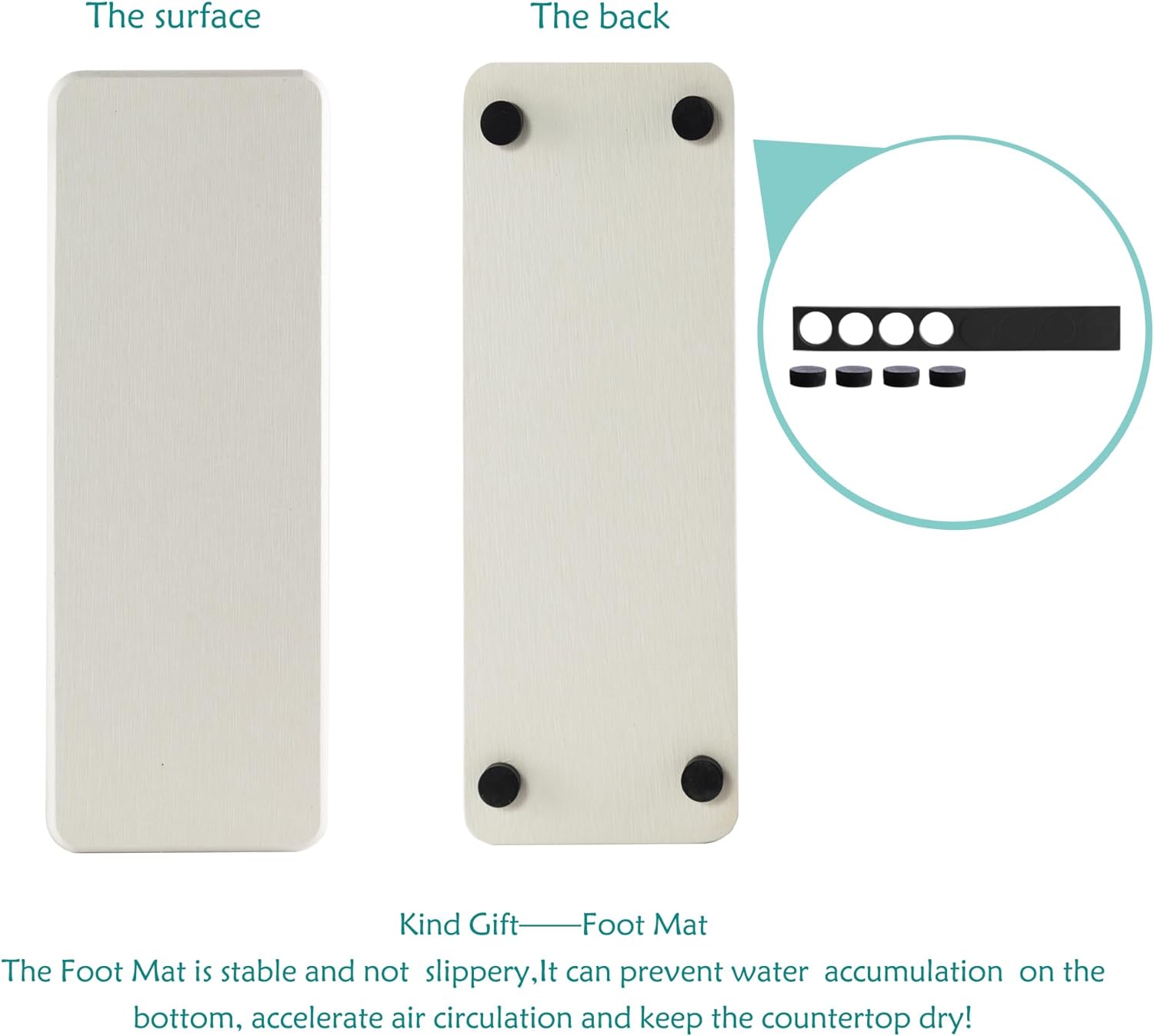 2 Pcs Water Absorbing Stone Trays, Kitchen/Bathroom Sink Soap Dish, Diatomite Tray Used for Hand Soap & Cosmetic Bottles in The Modern Home, 3.15" W x 8.7" L, White