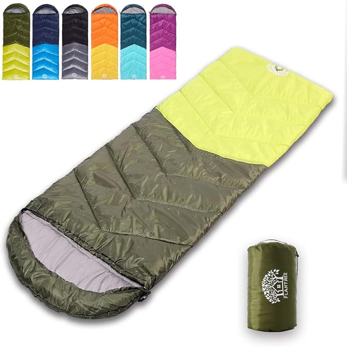 Sleeping Bag 4 Seasons Adults & Kids for Camping Hiking Trips Warm Cool Weather,Lightweight and Waterproof with Compression Bag,Indoors Outdoors Activities