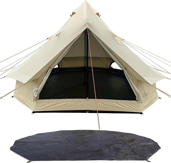 DANCHEL OUTDOOR B2 Waterproof Glamping Yurts for All Year Living with Stove Jack for 4/6 Person, Portable 4 Season Bell Tent for Camping Hot Tent 300D Oxford Nylon Glamping Accessories,13ft/16.4ft