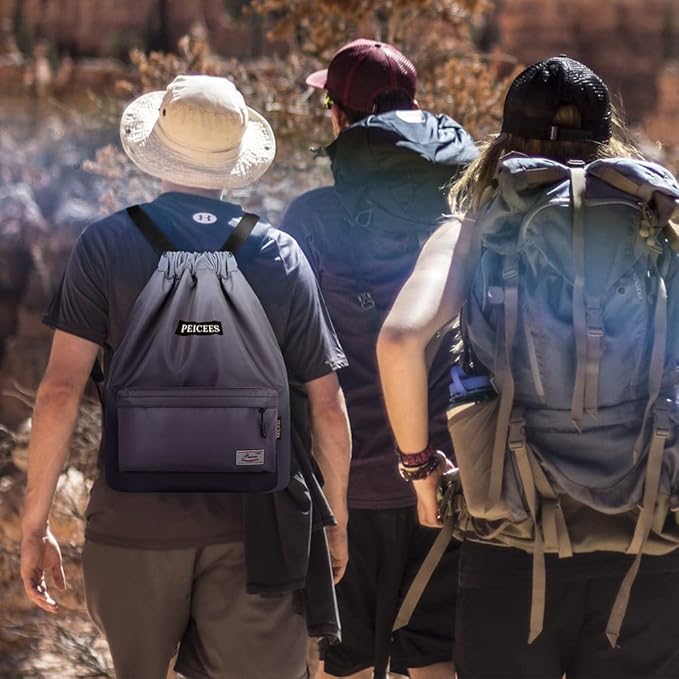 Peicees Waterproof Drawstring Sport Bag Lightweight Sackpack Backpack for Men and Women