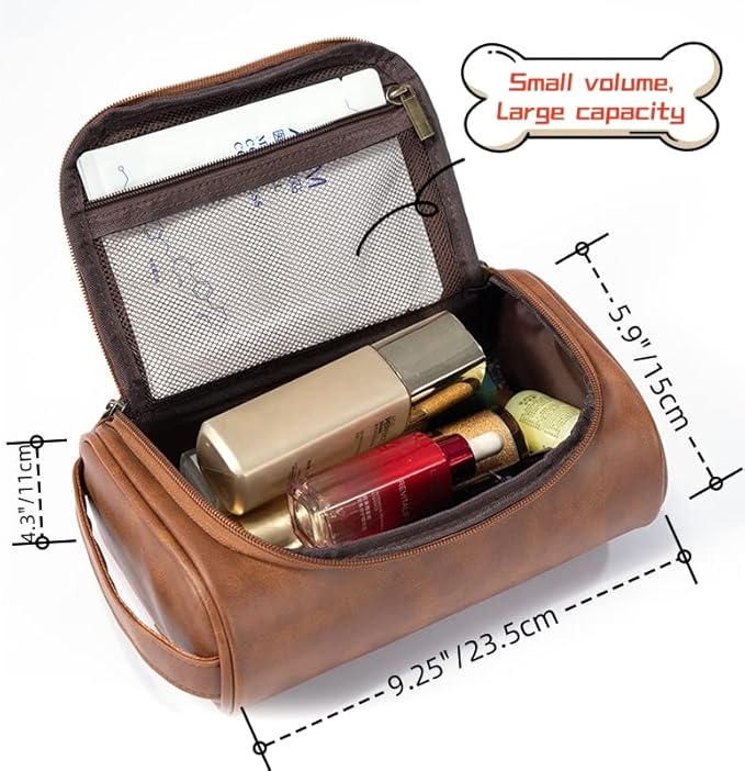 Personalized Small Toiletry Bag for Men,Premium Quality Durable and Stylish Travel Organizer for Travel, Grooming and Personal Care,Waterproof Leather Dopp Kit Gift for Father's Day