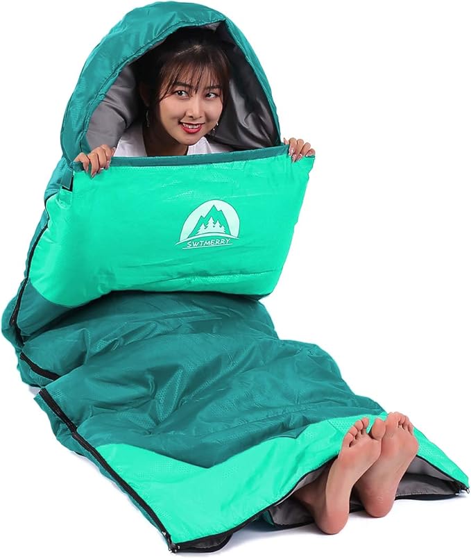 SWTMERRY Sleeping Bag 3 Seasons (Summer, Spring, Fall) Warm & Cool Weather - Lightweight,Waterproof Indoor & Outdoor Use for Kids, Teens & Adults for Hiking and Camping