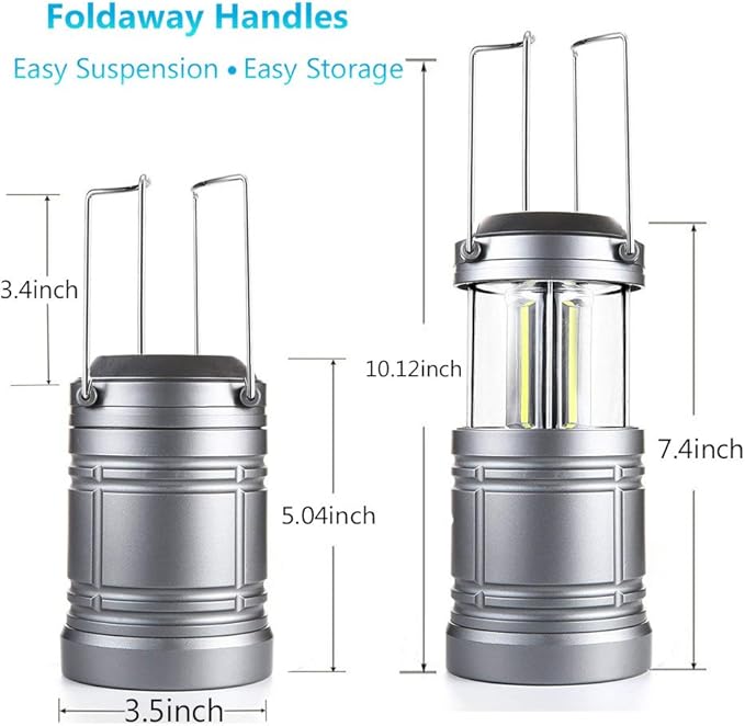 2 Pack Camping Lantern 500 Lumens Collapsible Portable LED Lantern for Emergency, Hurricane, Storms, Outage