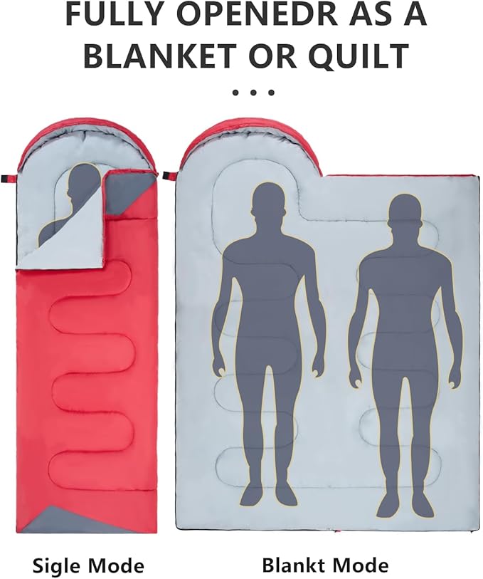 Sleeping Bags for Adults Backpacking Lightweight Waterproof- Cold Weather Sleeping Bag for Girls Boys Mens for Warm Camping Hiking Outdoor Travel Hunting with Compression Bags