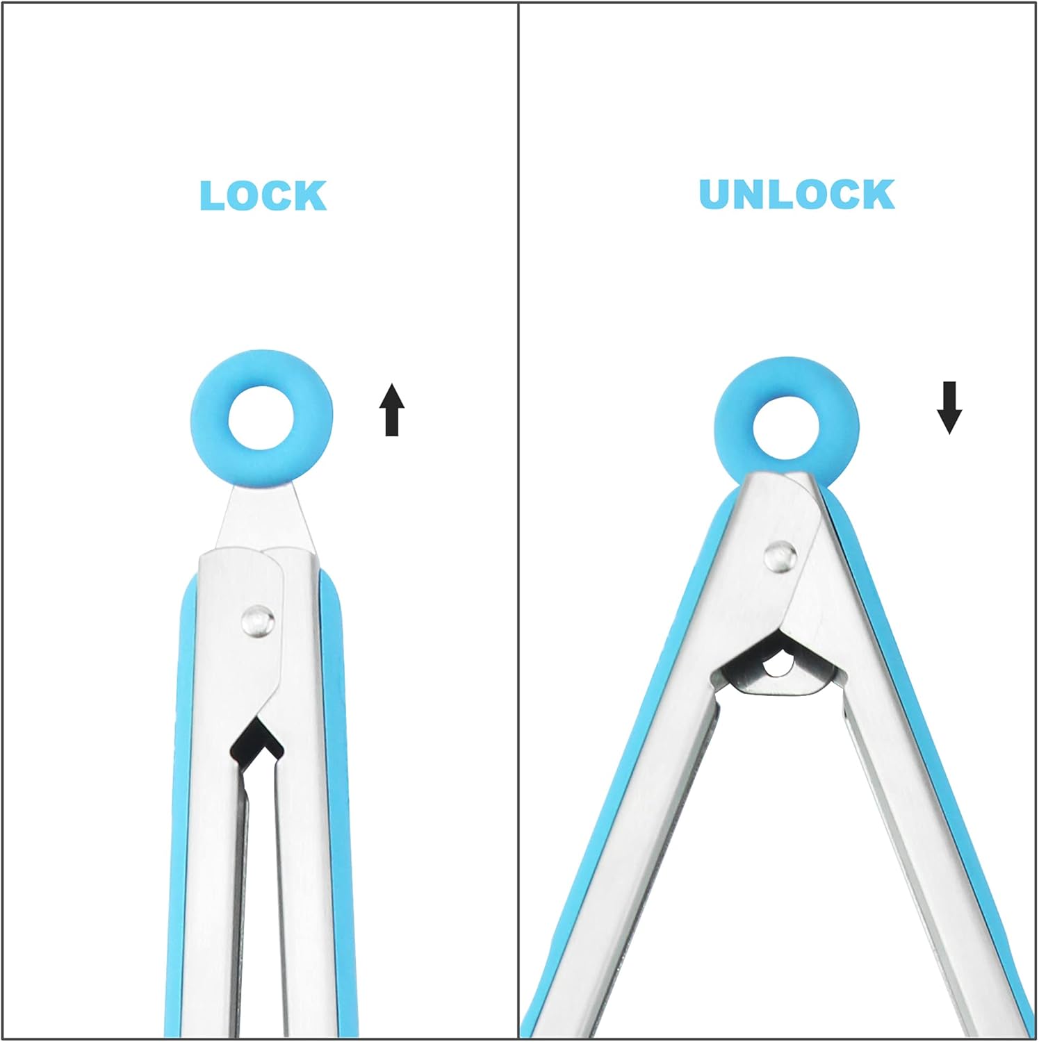 4 Pack Blue Kitchen Tongs, Premium Silicone BPA Free Non-Stick Stainless Steel BBQ Cooking Grilling Locking Food Tongs, 9-Inch & 12-Inch