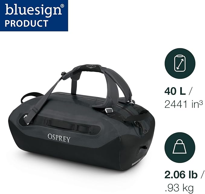 Osprey Transporter Waterproof 40L Duffel Bag, Tunnel Vision Grey