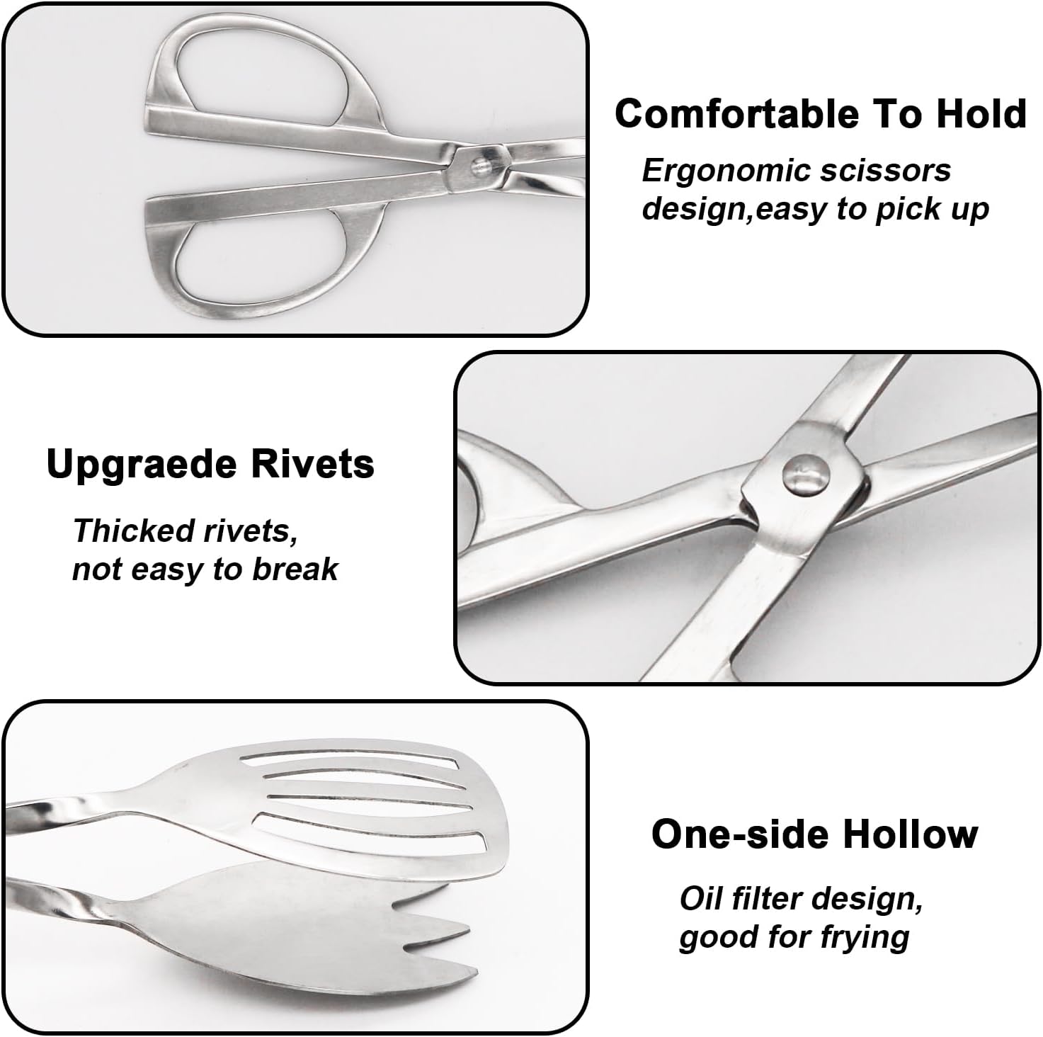 Food Serving Tongs 2 PACK Stainless Steel Salad Tongs for Cooking Cake Bread Kitchen