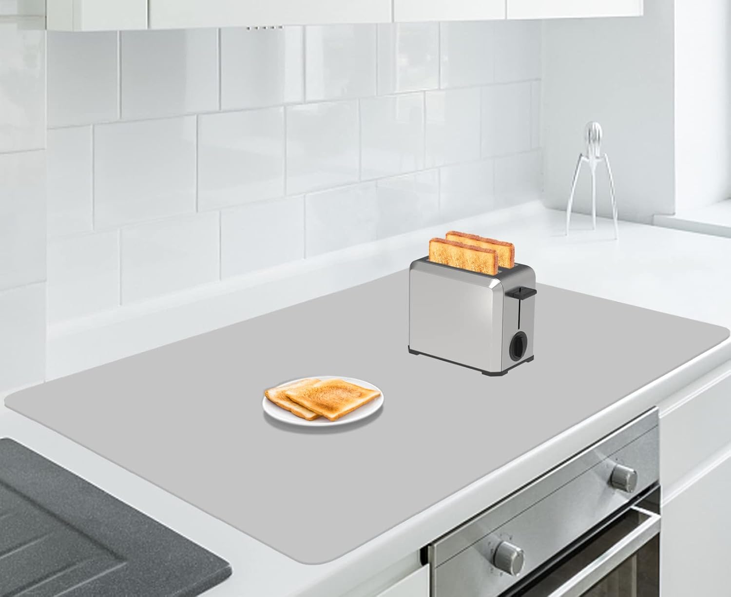 AECHY Extra Large Silicone Mat 35.3"x23.5"x0.08", Multipurpose Silicone Mat Thick Heat Resistant Mat Shipped Rolled Up Kitchen Counter Mat Waterproof Silicone Mats for Kitchen Counter Light Gray