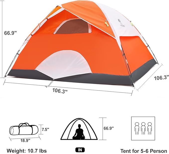 CAMEL CROWN Tents for Camping 2/3/4/5 Person Camping Dome Tent, Waterproof,Spacious, Lightweight Portable Backpacking Tent for Outdoor Camping/Hiking