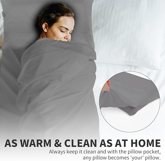 Sleeping Bag Liner - Travel Sheets for Hotel, Portable & Comfortable & Quick-Drying Adult Sleep Sack for Camping, Business Trips, Traveling, Hostel