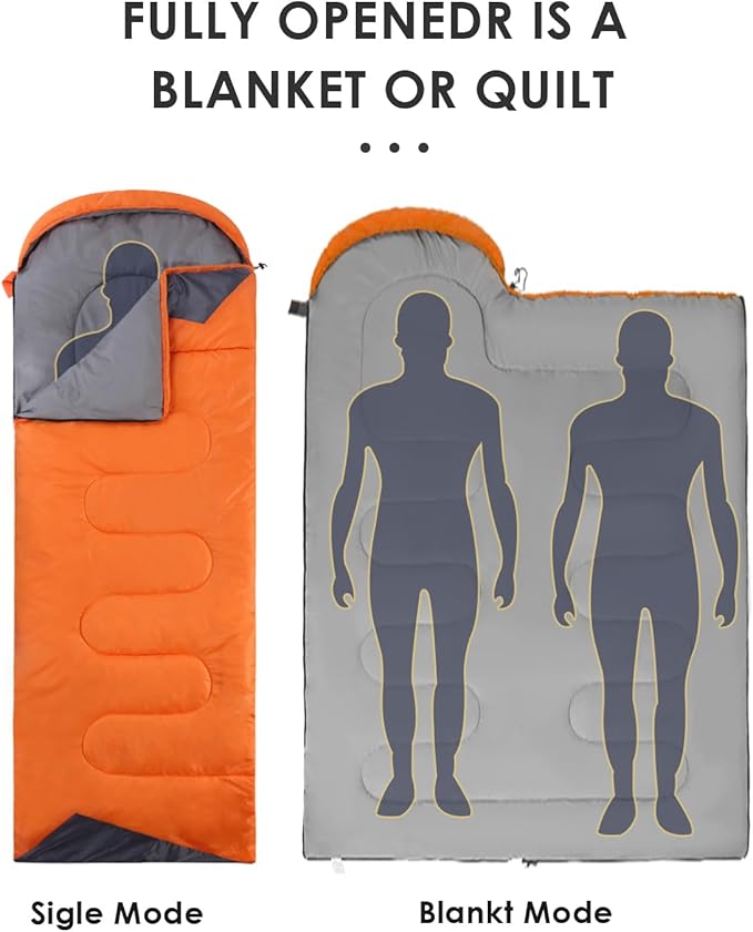 Sleeping Bags for Adults Backpacking Lightweight Waterproof- Cold Weather Sleeping Bag for Girls Boys Mens for Warm Camping Hiking Outdoor Travel Hunting with Compression Bags