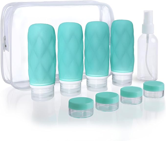 17 Pack Silicone Travel Bottles Kit for Toiletries, TSA Approved Travel Size Portable Refillable Pouch Containers Leak Proof Travel Accessories Essentials Set for Shampoo Conditioner Lotion